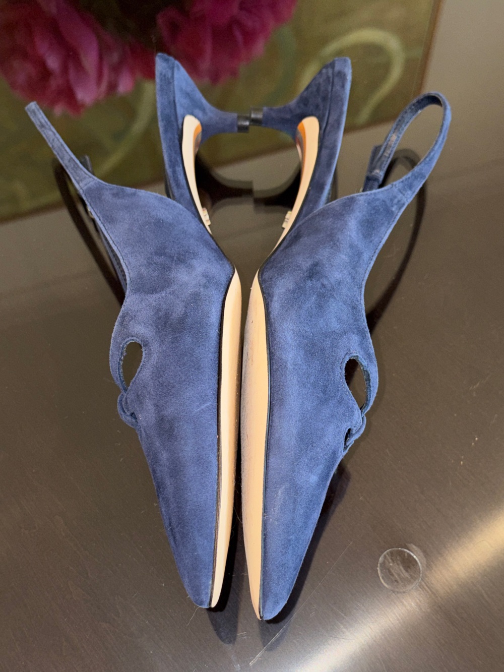 Sam Edelman Navy Blue Suede Kitten Heel Slingback Sz 9.5 NWOB - Picture 2 of 7